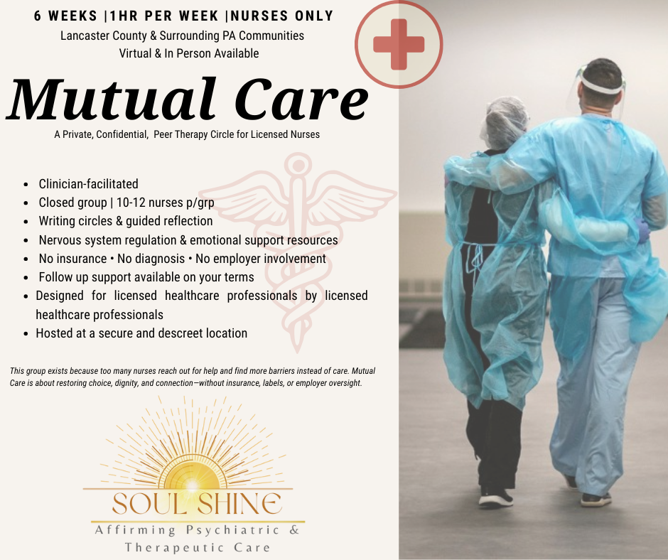 Mutual Care Peer Therapy Sharing Circle| CNA, LPN, RN, NP