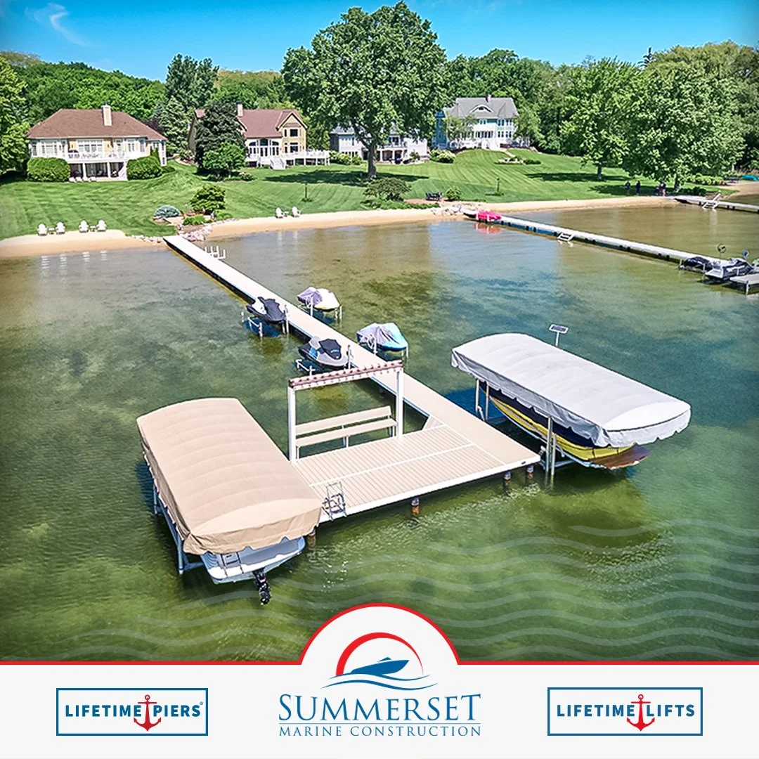 From above, the difference is clear.
This Lifetime All Seasons Pier organizes the shoreline, protects boats, and creates usable space &mdash; without clutter or compromise.

Learn more using the link in our bio!

#PierDesign #LakeFrontLiving #Lifetim