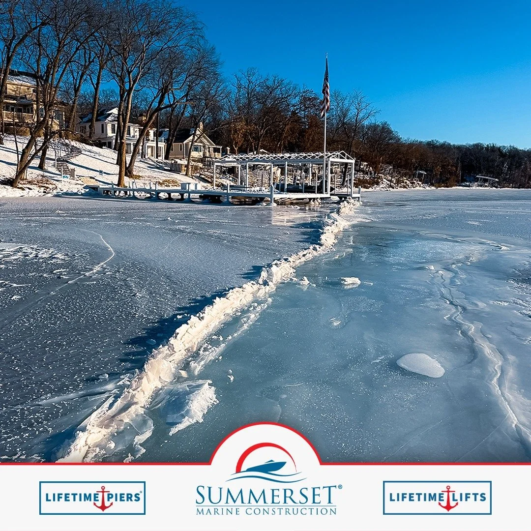 Winter leaves signatures on the lake. 
This one just happens to frame a Lifetime All Seasons HD Pier &mdash; designed for year-round lake living on Geneva Lake.

Learn more using the link in our bio!

#LifetimeAllSeasonsHD #GenevaLake #LakeDesign #Su