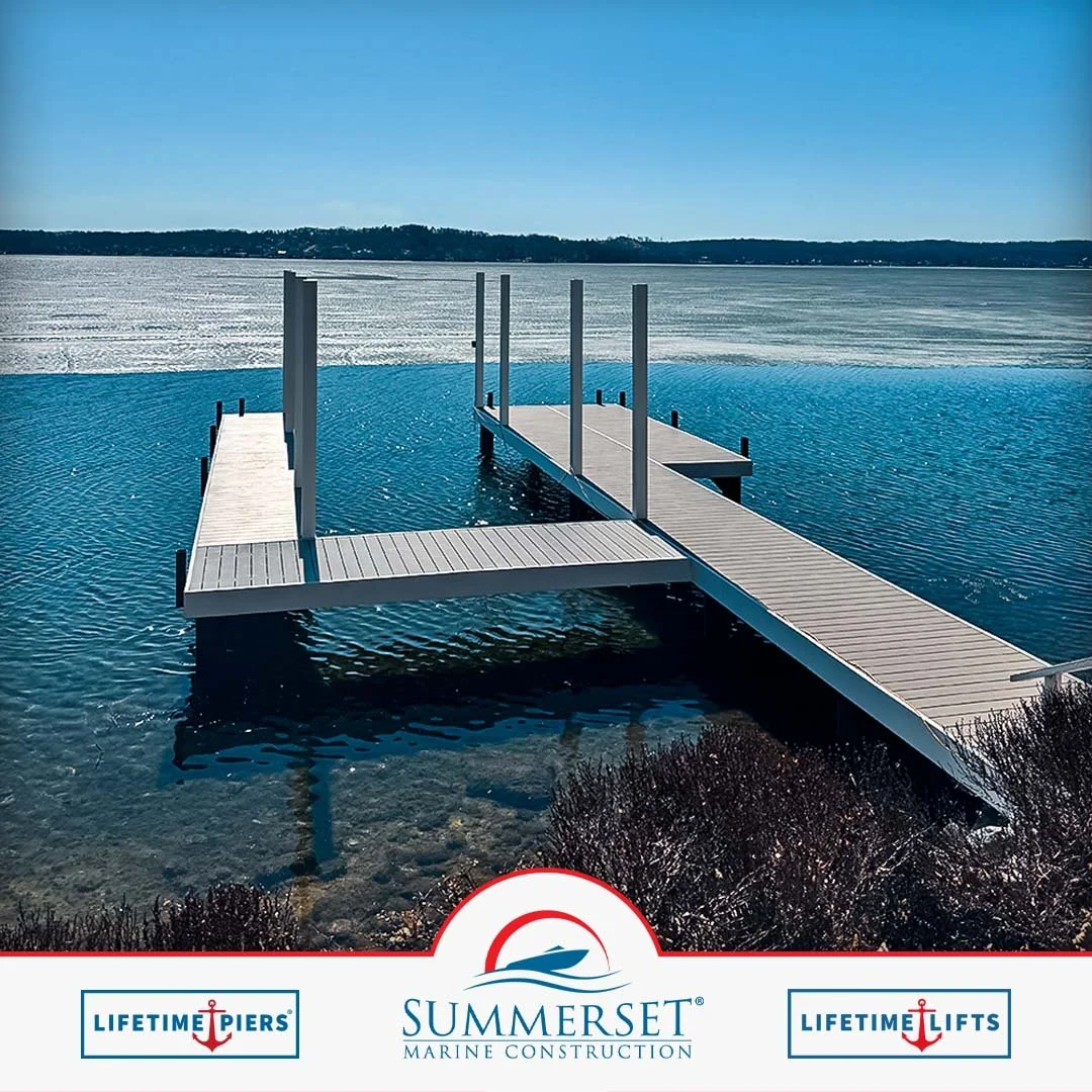 A lake view like this deserves a pier built to last.

This Lifetime All Seasons HD pier delivers a clean shoreline layout with space for lifts, slips, and easy access to open water. Built with heavy-duty framing and durable decking, it&rsquo;s design