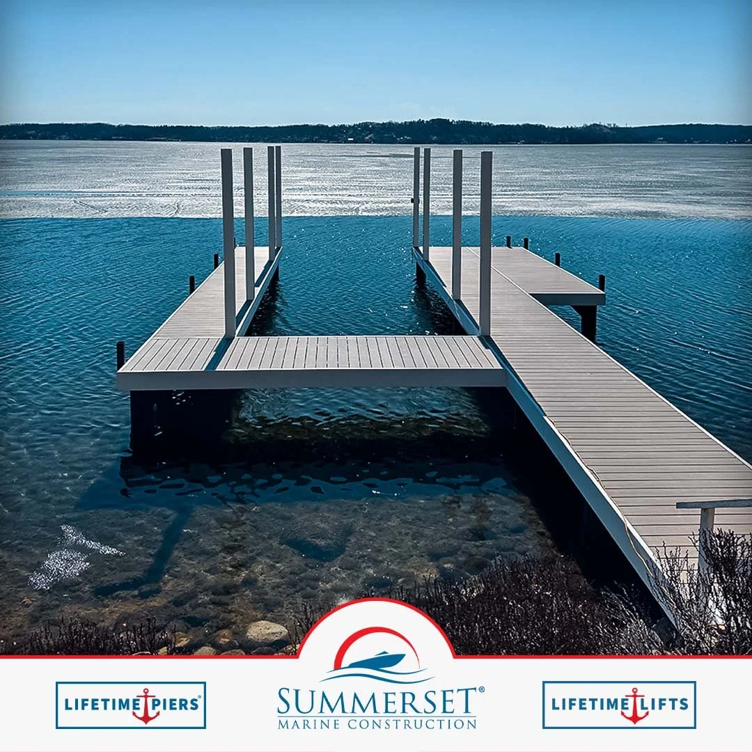 Designed for lake life.

This custom pier layout creates easy access to the water while leaving space for a boat lift and open lake views. Every shoreline is different, which is why each pier system is designed around the property, water depth, and h