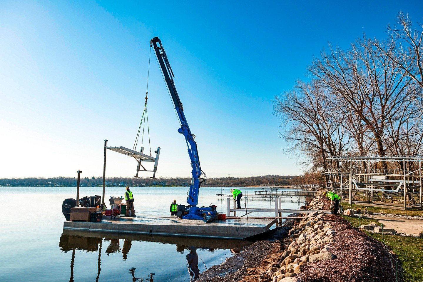 This is the busiest installation month of the year, and we love it.

Spring installs take planning, experience, and a crew that knows how to read a shoreline. Water depth, wave action, and layout all matter because a pier should feel effortless once 