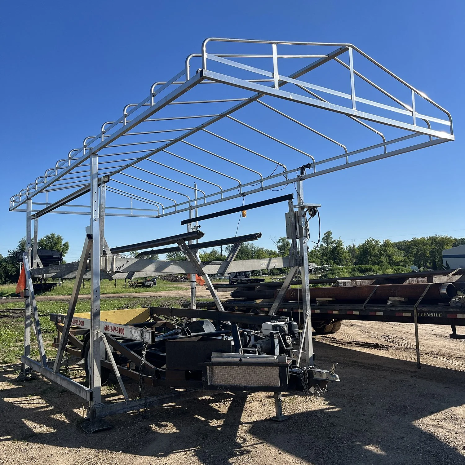 Used Pier Pleasure 4,000 lb Boat Lift – 120" Wide V-Hull with 24' Canopy (871-091)