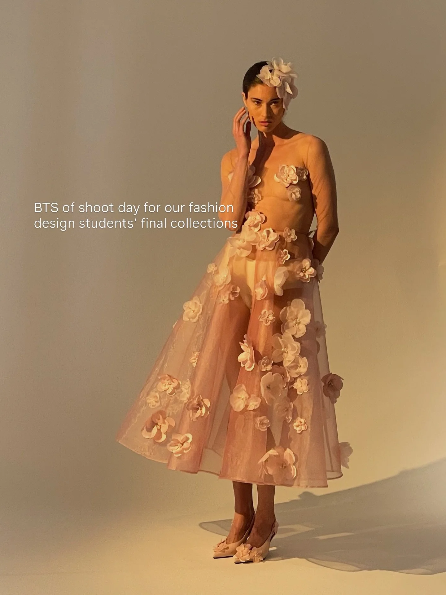 Last Friday was alive with possibility in The Frame. Our design student&rsquo;s shot their final collections on their grad day. Months of concepting, sketching, drafting, sewing, and tweaking all came together. Hand sewn cherry blossoms, upcycled fab