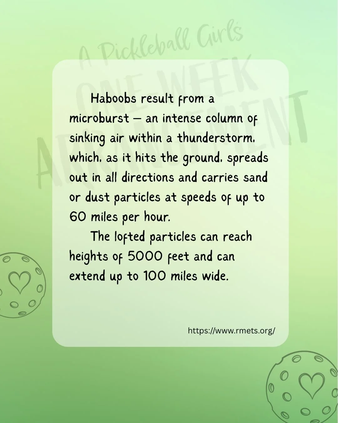 He said haboob, heh-heh. 😂💨🌪️ A Pickleball Girl&rsquo;s One-Week Arrangement releases April 28!

💚A PICKLEBALL GIRL&rsquo;S ONE-WEEK ARRANGEMENT coming on APRIL 28th!!!
🤫 Fake dating a pickleball pro
🏡 Small-town
😻 Fade-to-black &amp; closed d
