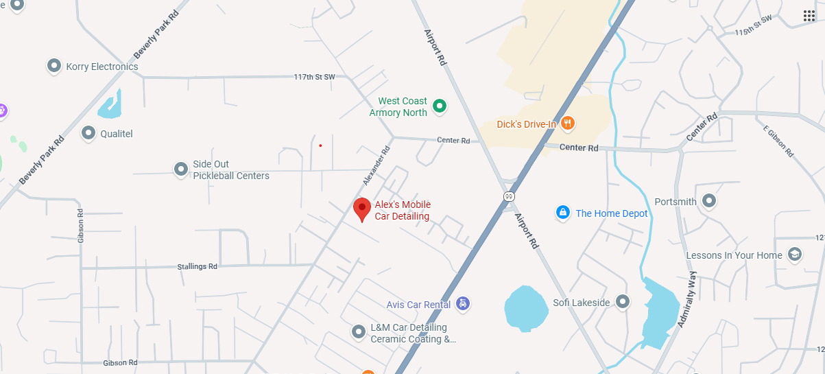 Map showing the location of Alex's Mobile Car Detailing in Everett, WA