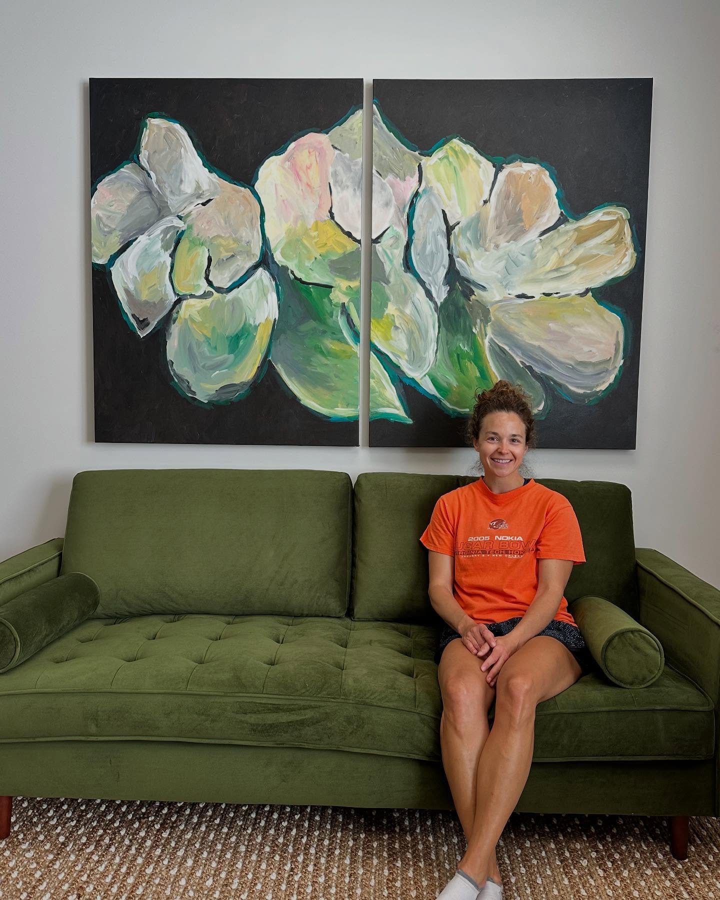 We want to thank local artist, Ellen Dorman, for creating and gifting us with 5 huge original paintings for our new office!  Her help with interior design, furnishing the office using things we already had, finding the new pieces needed, and creating