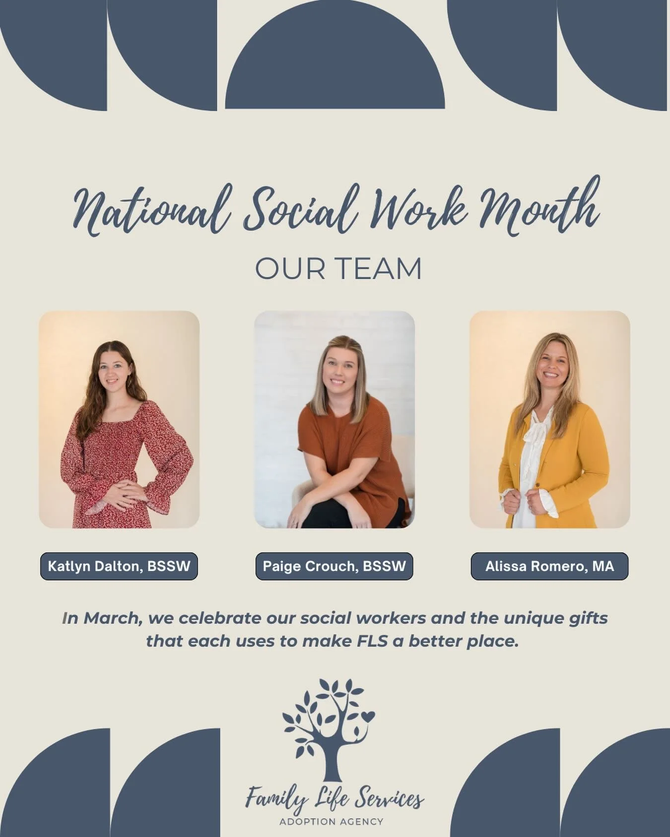 March is National Social Work Month - Our experienced team is the heart and soul of FLS, working tirelessly to care for the unique needs of individuals and families. They balance the planned and the unplanned, every day, while traveling all over the 