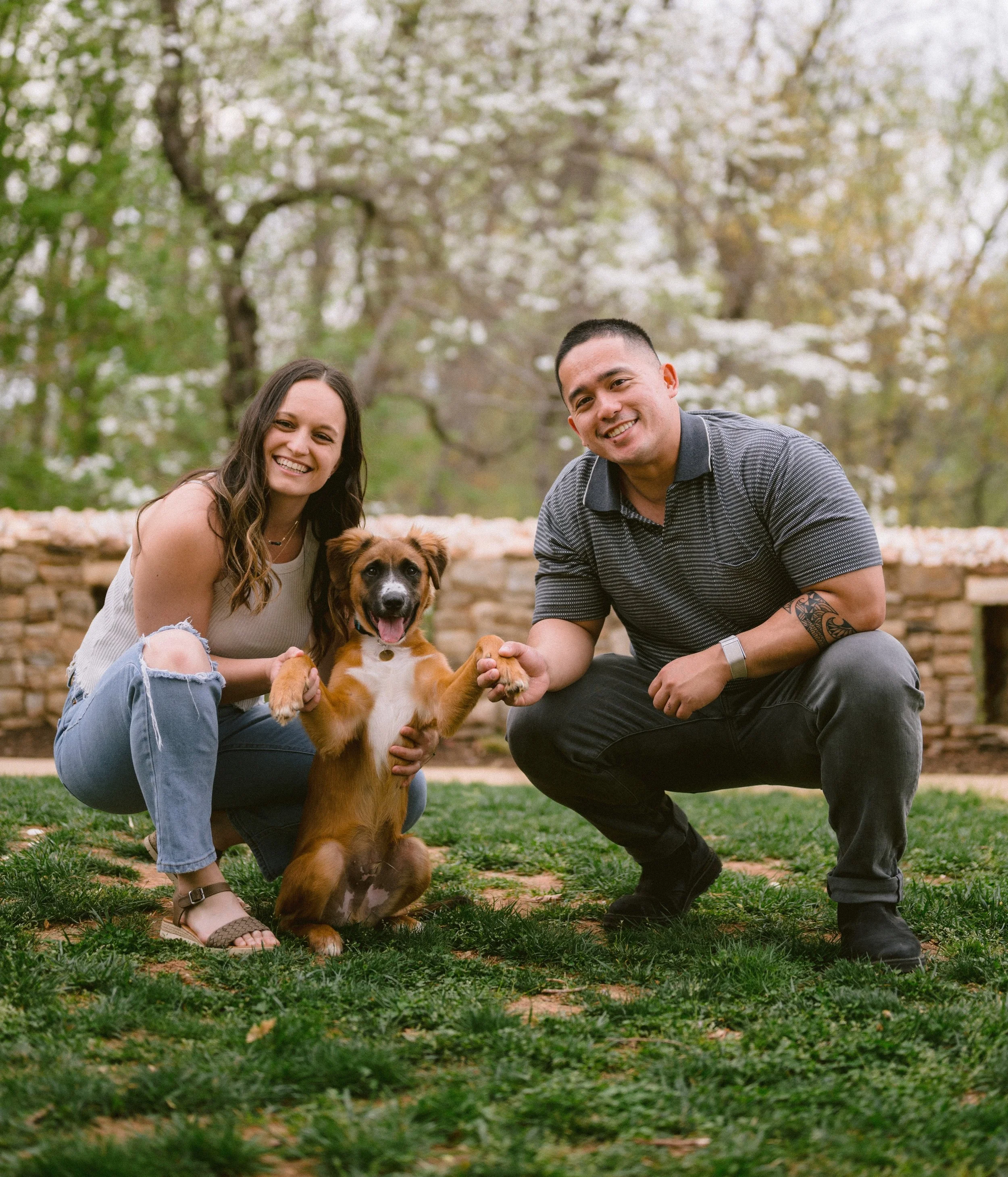 David and Megan with their dog, Kaiba