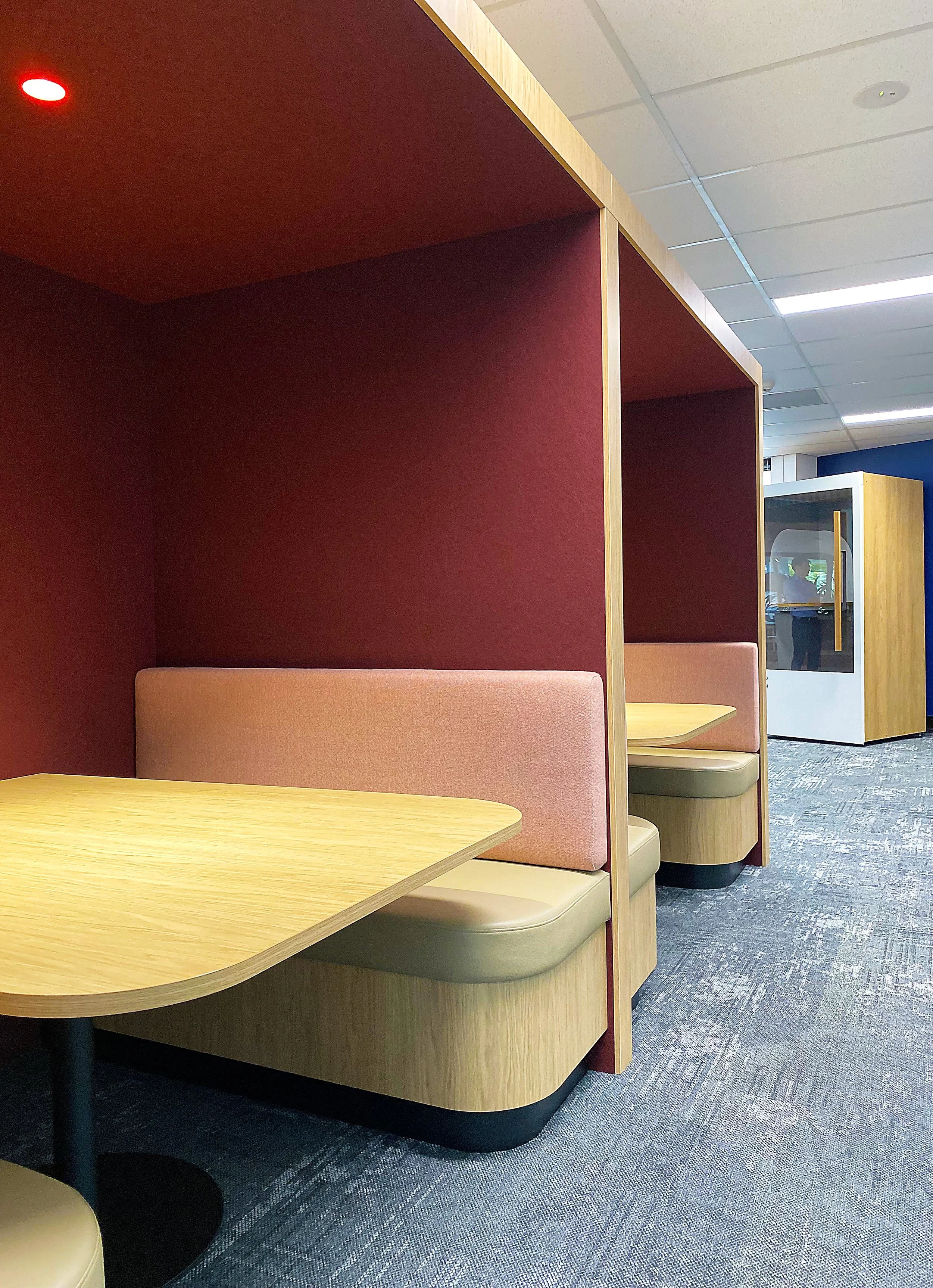 Alstom Office Fitout | Collaborative Booth Seating & Workplace Design Brisbane

This Alstom office fitout features custom booth seating designed to support collaboration, focused work, and informal meetings within a contemporary workplace environment