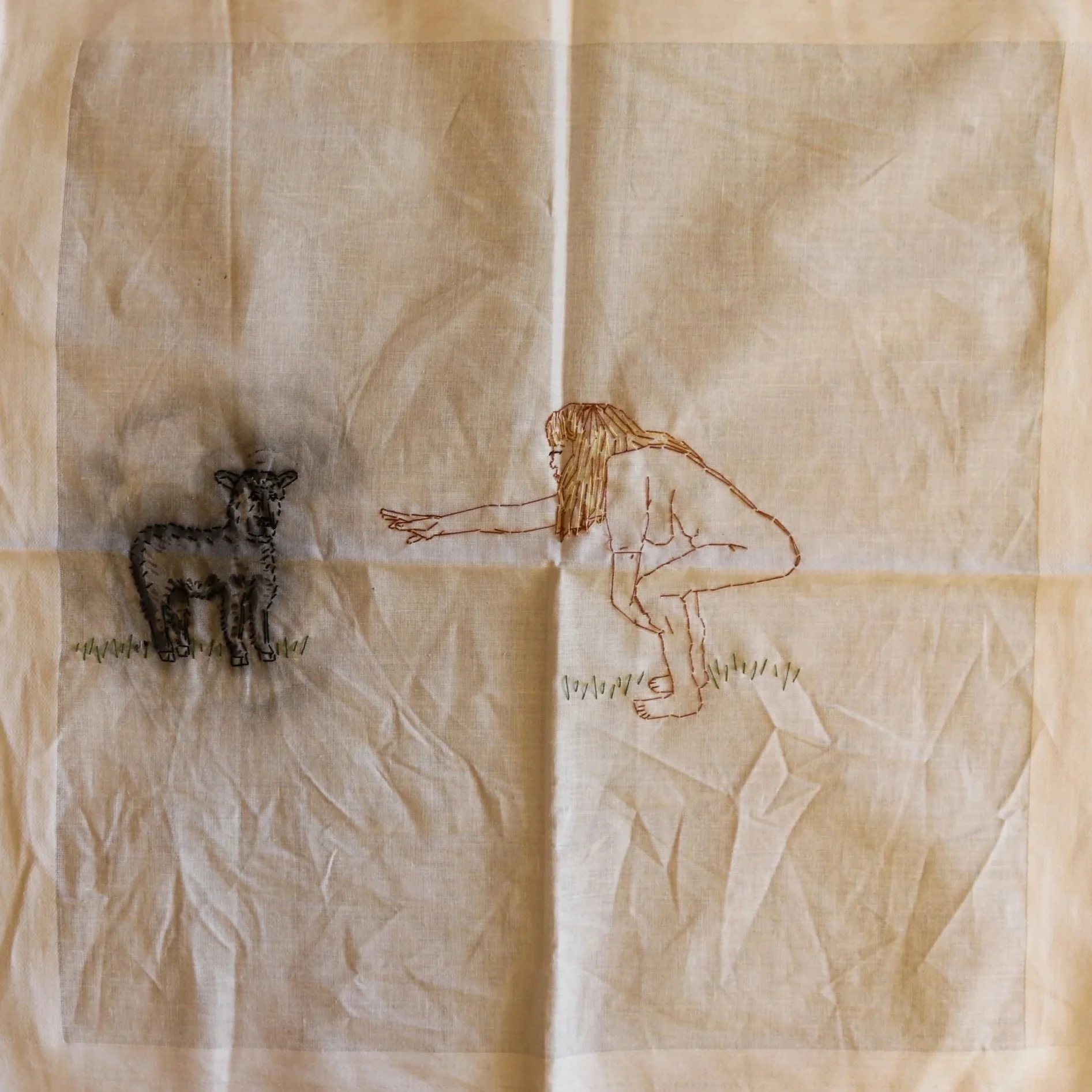 Outcast, 15” x 15”
Acrylic paint and embroidery thread on a handkerchief
2023