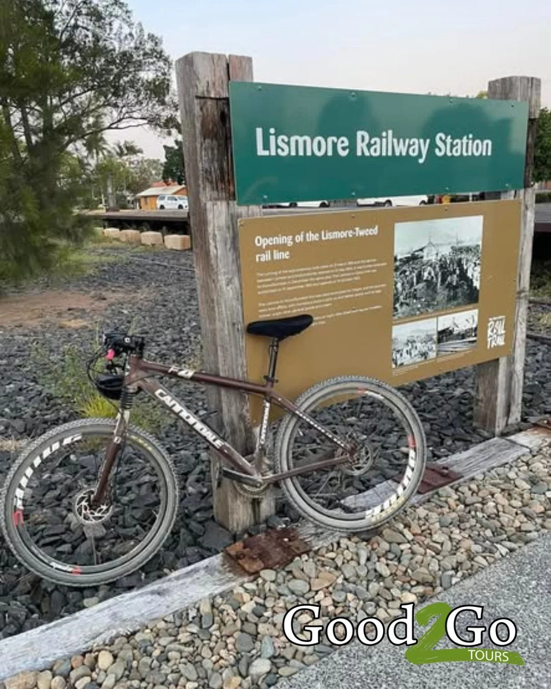 One of the best things about our Northern Rivers cycling tours is the history you stumble across along the way. Like the old Lismore Railway Station, where the Lismore-Tweed rail line once connected towns and communities across the hinterland. Every 