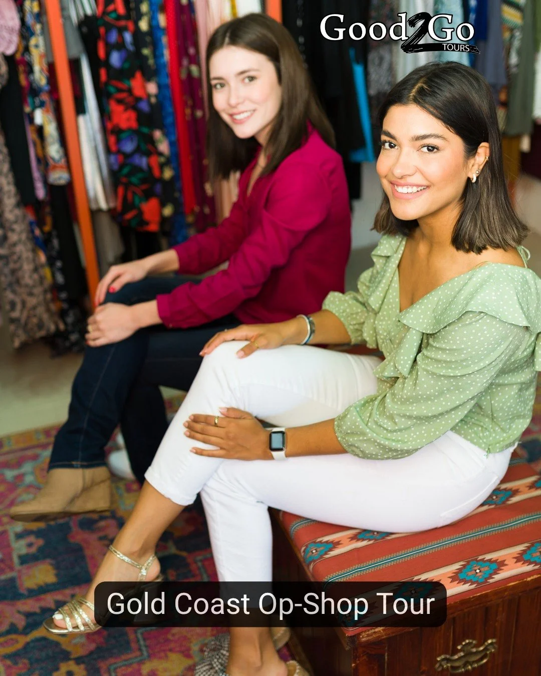 The Good2Go Gold Coast Op-Shop Tour is the best day out you didn't know you needed. We take you to the hidden gems, the vintage goldmines, and the "how is this only $3?!" racks across the coast. All you have to do is show up and shop.

Perf