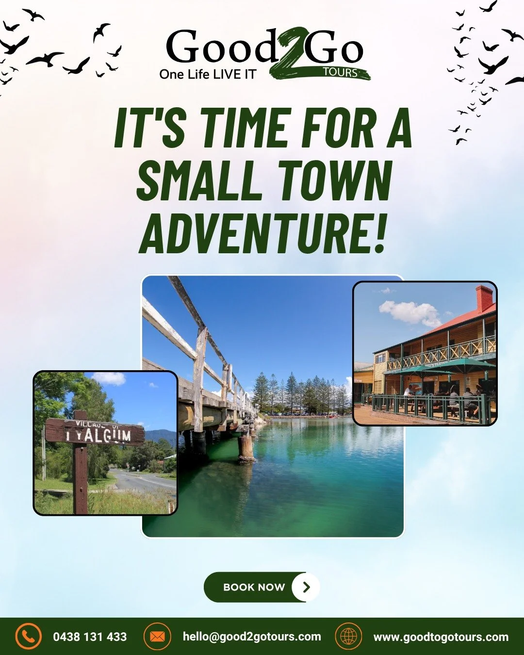 The Good2Go Small Town Adventures Tour takes you deep into the Northern NSW hinterland for a full day of the kind of stuff you just can't plan -cold beers at local pubs, quirky village stores, jaw-dropping scenery, and small-town stories that'll have