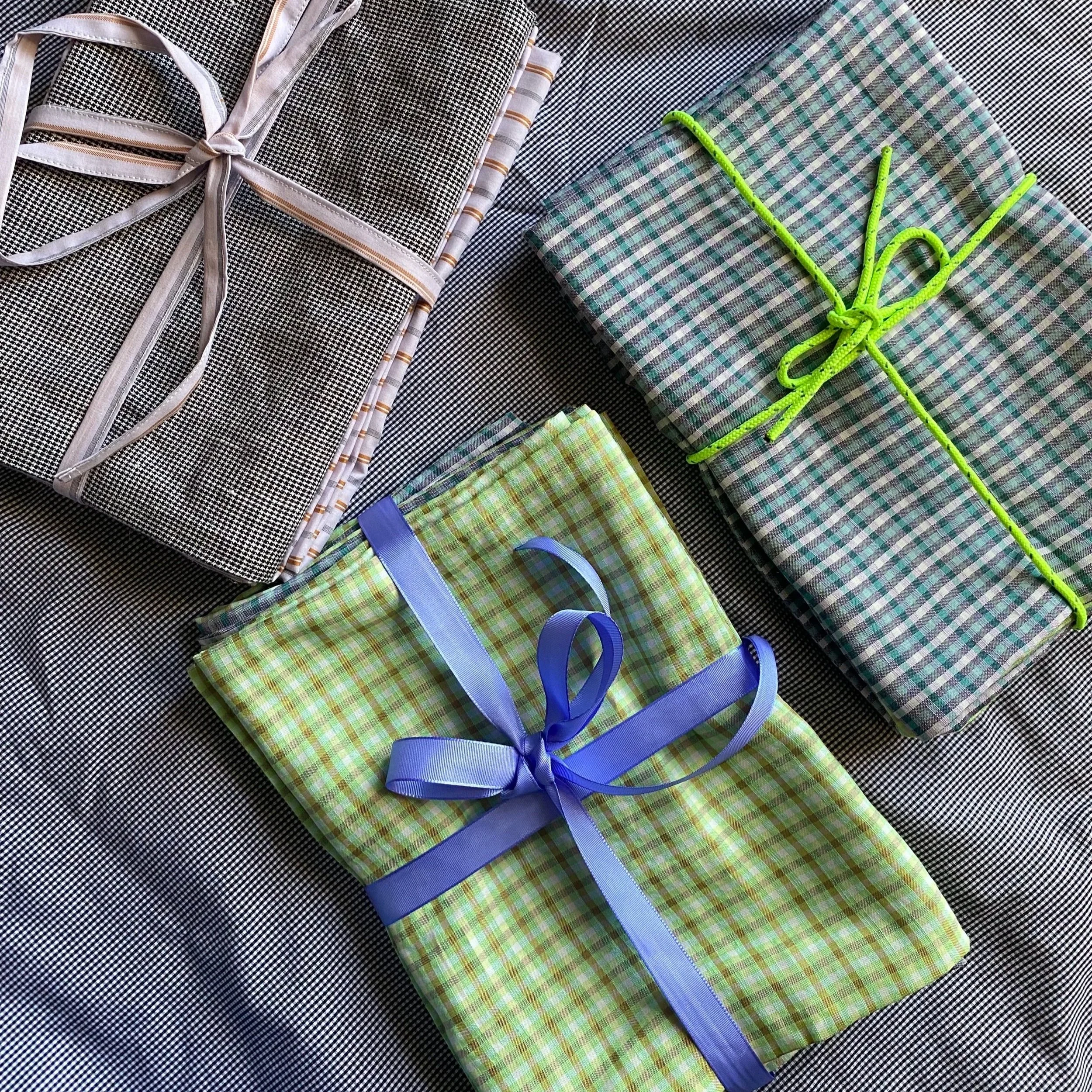 Pillowcase set Green/blue double check