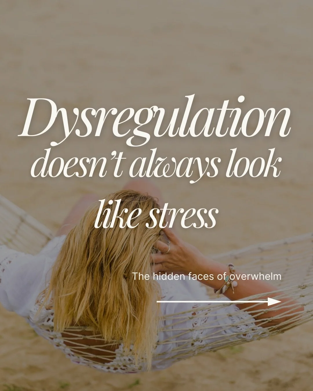 We often believe we would recognise dysregulation immediately.

We expect it to feel loud, urgent and obvious.

But the nervous system is far more subtle.

Overwhelm can look like:

&bull; procrastination
&bull; self-doubt
&bull; lack of motivation
&