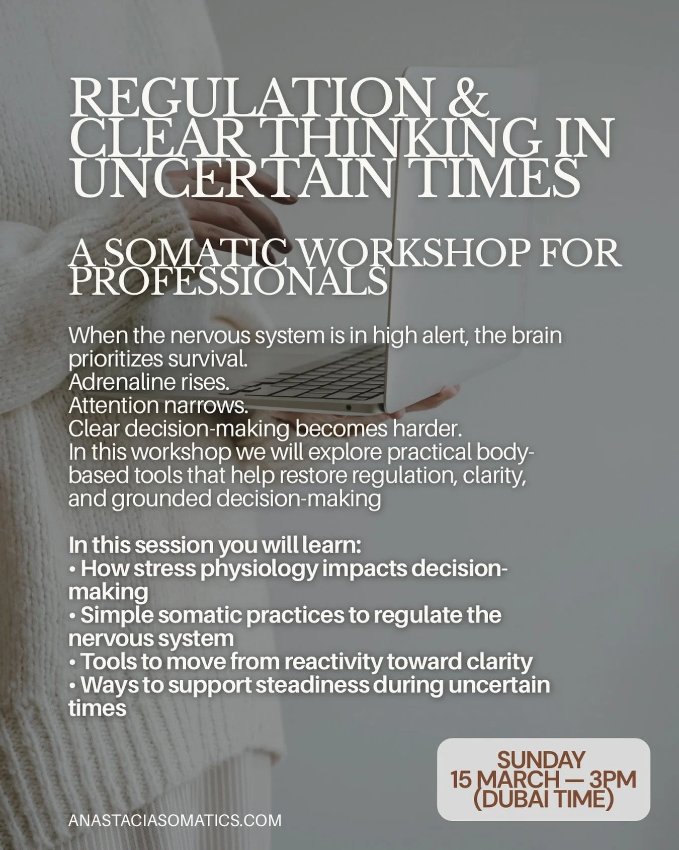 In times of prolonged uncertainty, many professionals find themselves making decisions while their nervous systems remain in high alert mode.

When the body is under sustained stress, attention narrows and clarity becomes harder to access.

To suppor
