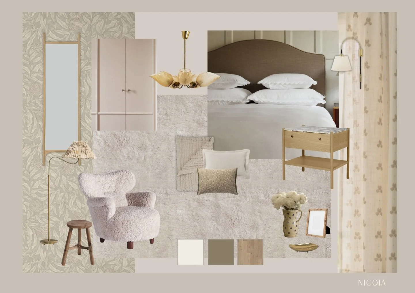 In some rooms, the furniture and decor naturally take the lead. But in others, the main focus is the architectural backdrop ✨ 

That latter was the case in this bedroom design 🎨

With elements like wallpaper, bespoke closets and curtains, millwork, 
