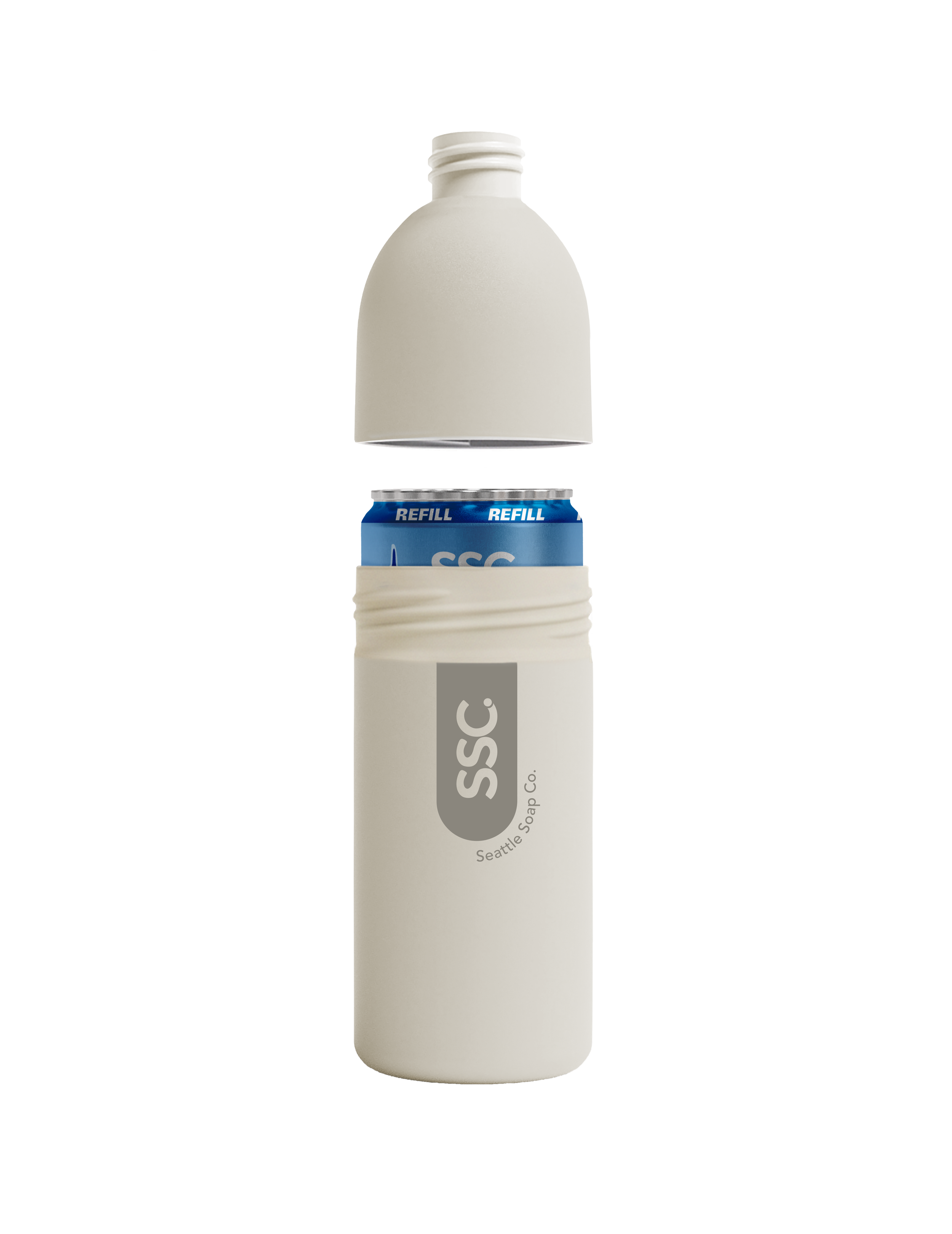 Refillable hand soap setup showing a simple way to reduce waste over time.