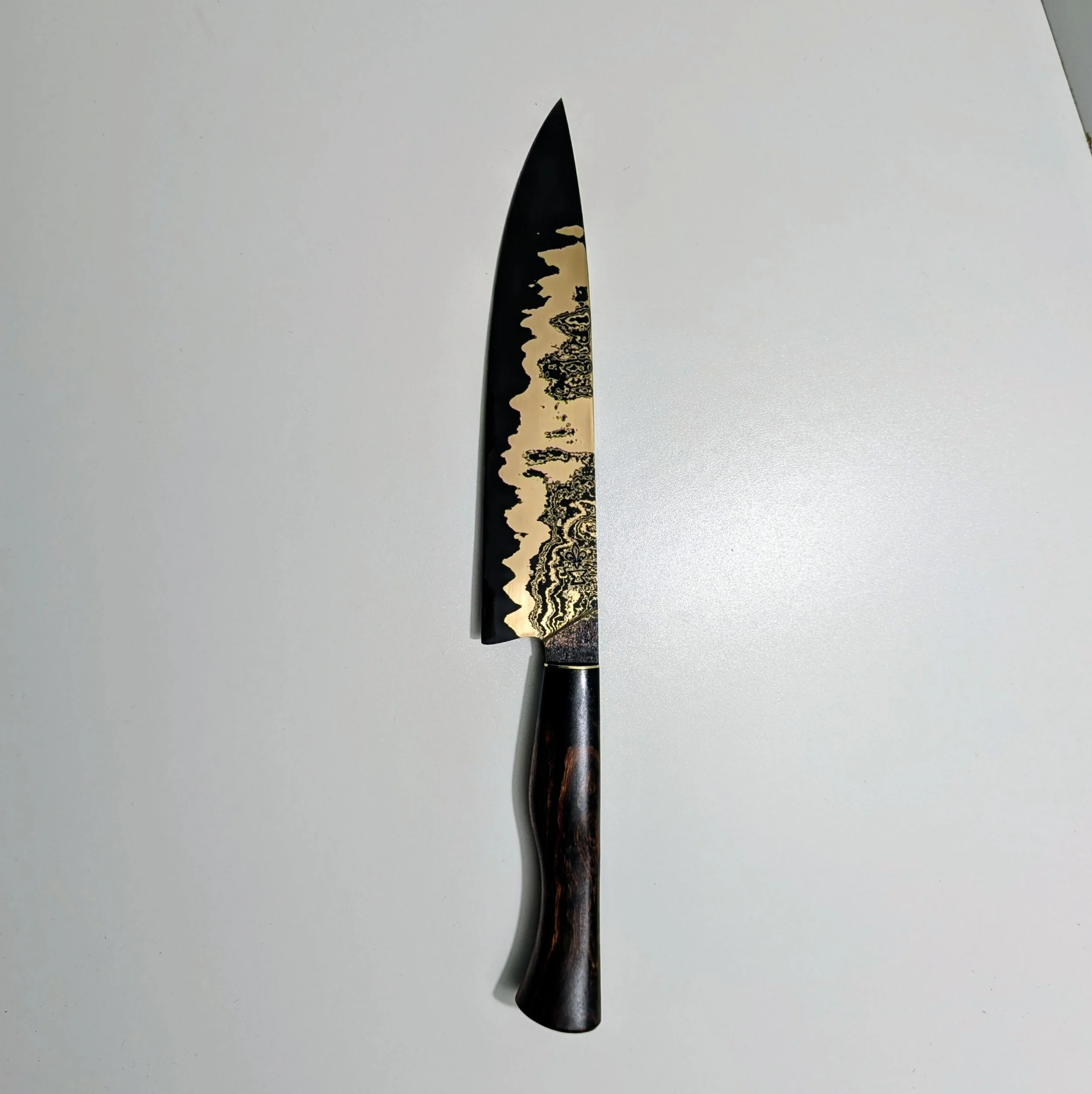 Couteau de Chef en Damas de Laiton