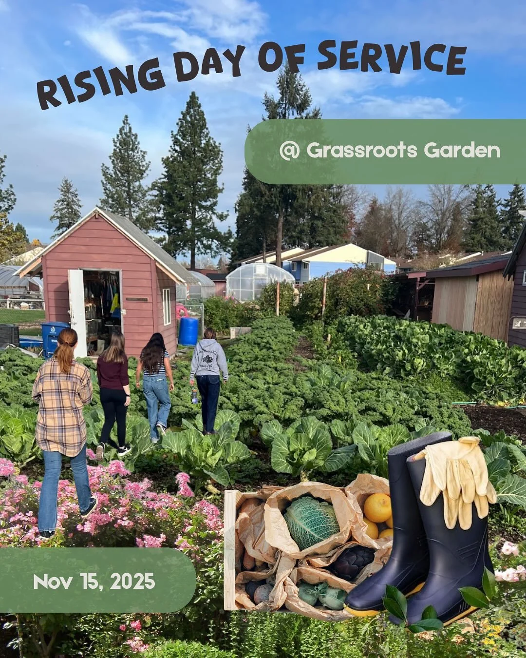 Happy Saturday! Today, Rising folks went to Grassroots Garden to volunteer &amp; learn about sustainably sourced and grown produce. If you&rsquo;re looking for an opportunity to get your hands dirty, contribute to the community, and help produce for 