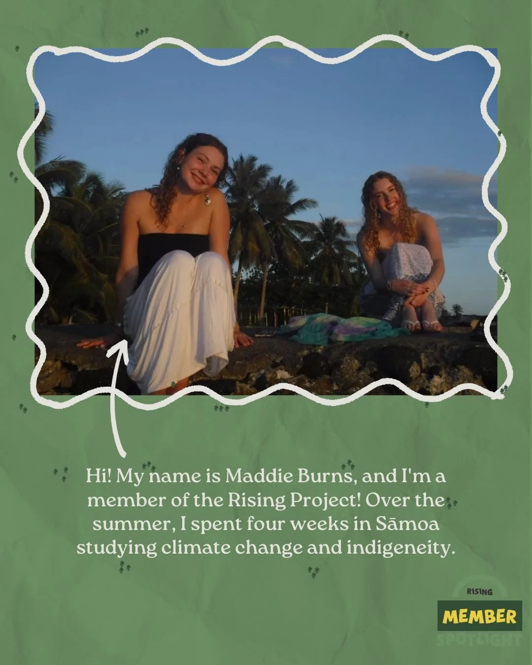 Maddie went to Sāmoa this summer on the Climate Change and Indigineity program to learn about community based responses to climate change in the Pacific📍🇼🇸