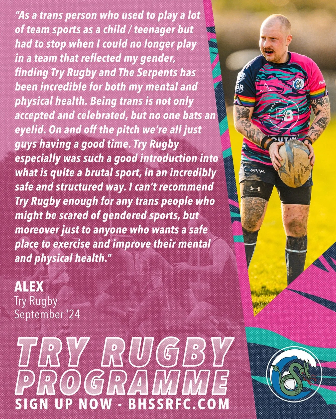 A few words from our boy Alex on his Try Rugby experience 🏉

The next Sea Serpents Try Rugby programme kicks off on 22nd September at Hove Recreation Ground, drop us a message if you have any questions and head to our website to sign up - bhssrfc.co