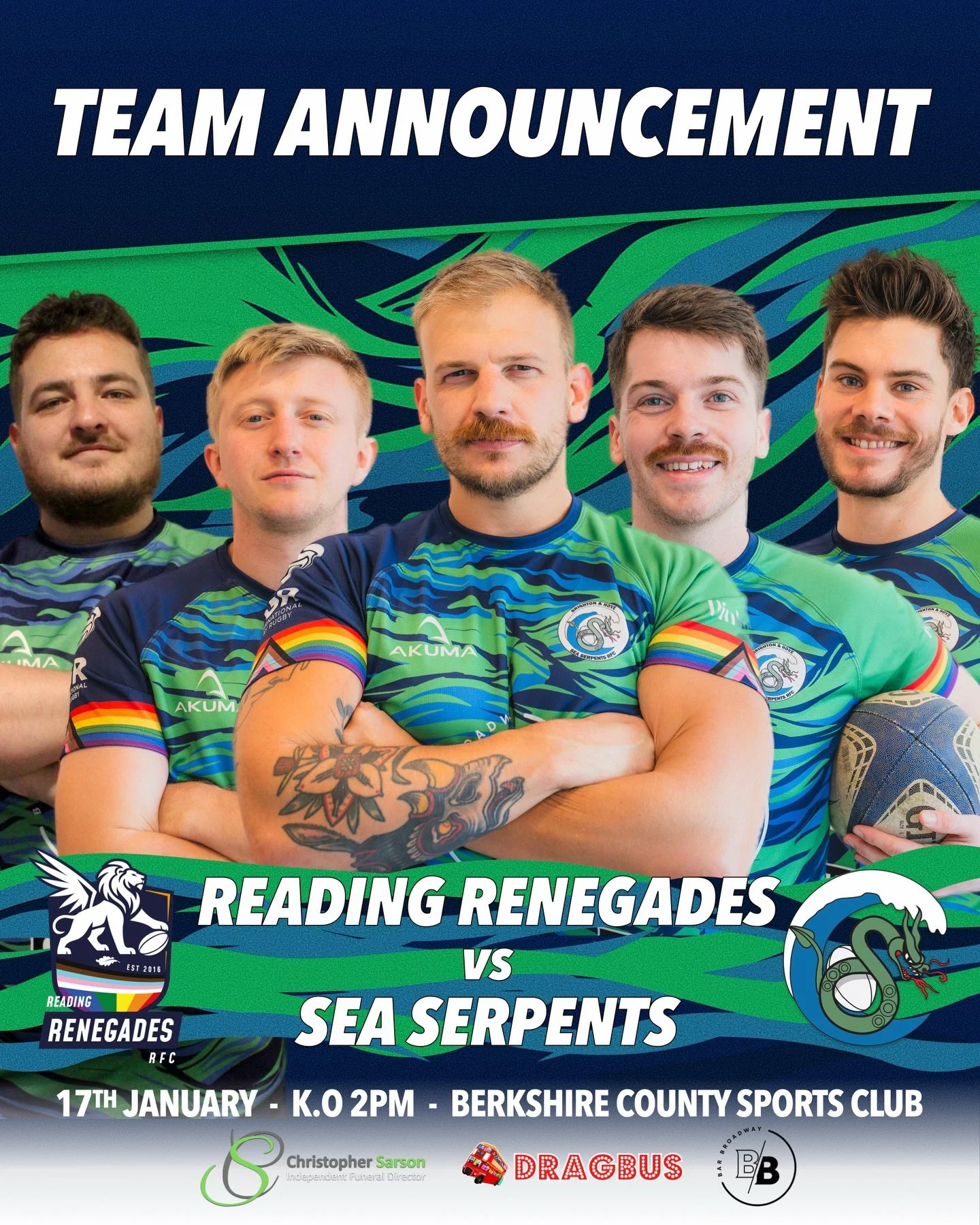 We&rsquo;re super excited for our first game of the year against the @renegades_rfc. Let&rsquo;s go! 
.
.
.. #bhssrfc #seaserpents #igrugby #rugbyforall #igr rugbyunion Igbtasports inclusiverugby playwithpride gayrugby brighton