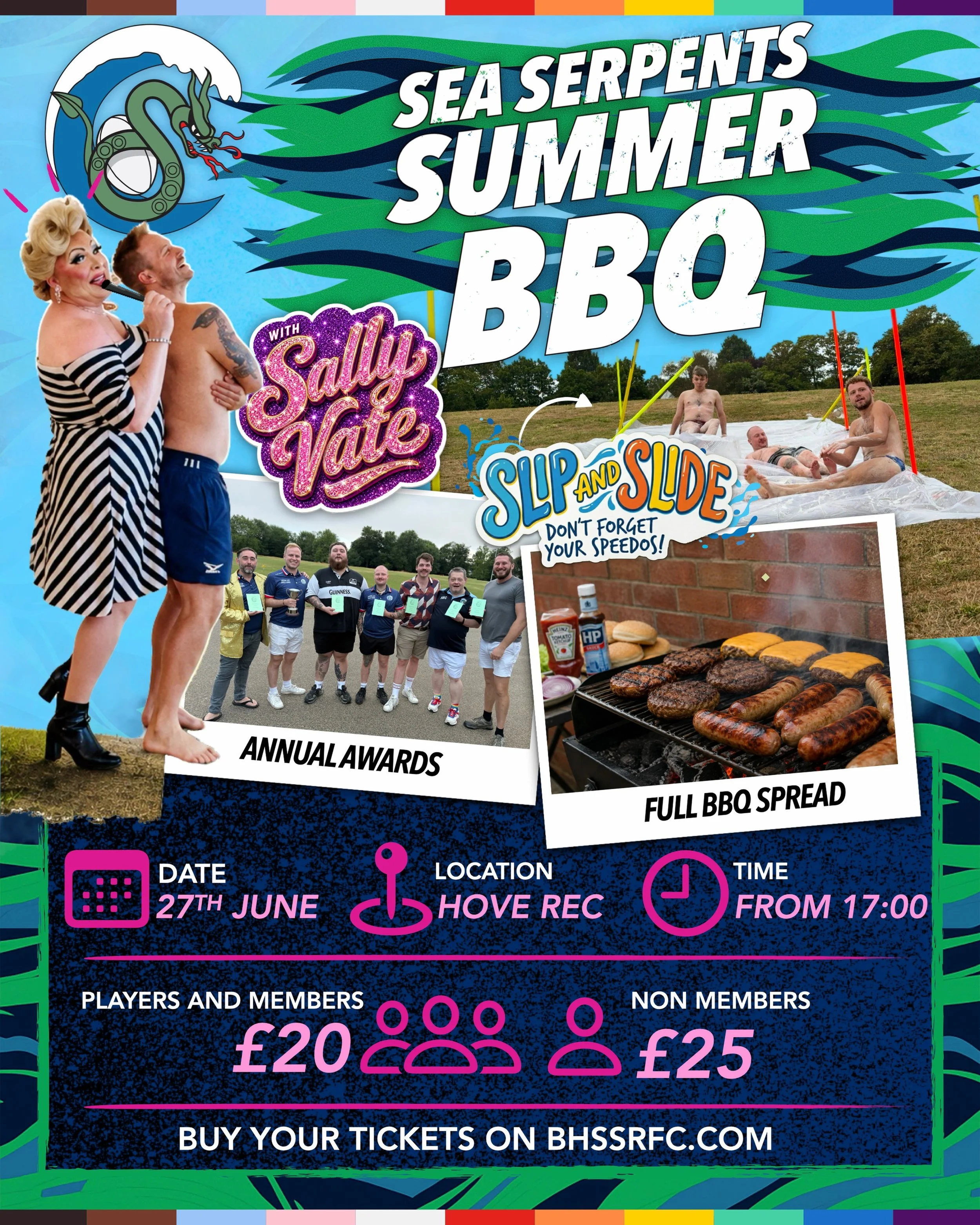 🎉It&rsquo;s time to celebrate 🍾 Come join us for our End of Season summer BBQ at Hove Rec, Saturday 27th June! Members and friends all welcome! Get your ticket at bhssrfc.com . .#brighton #gayrugby #rugbyforall
