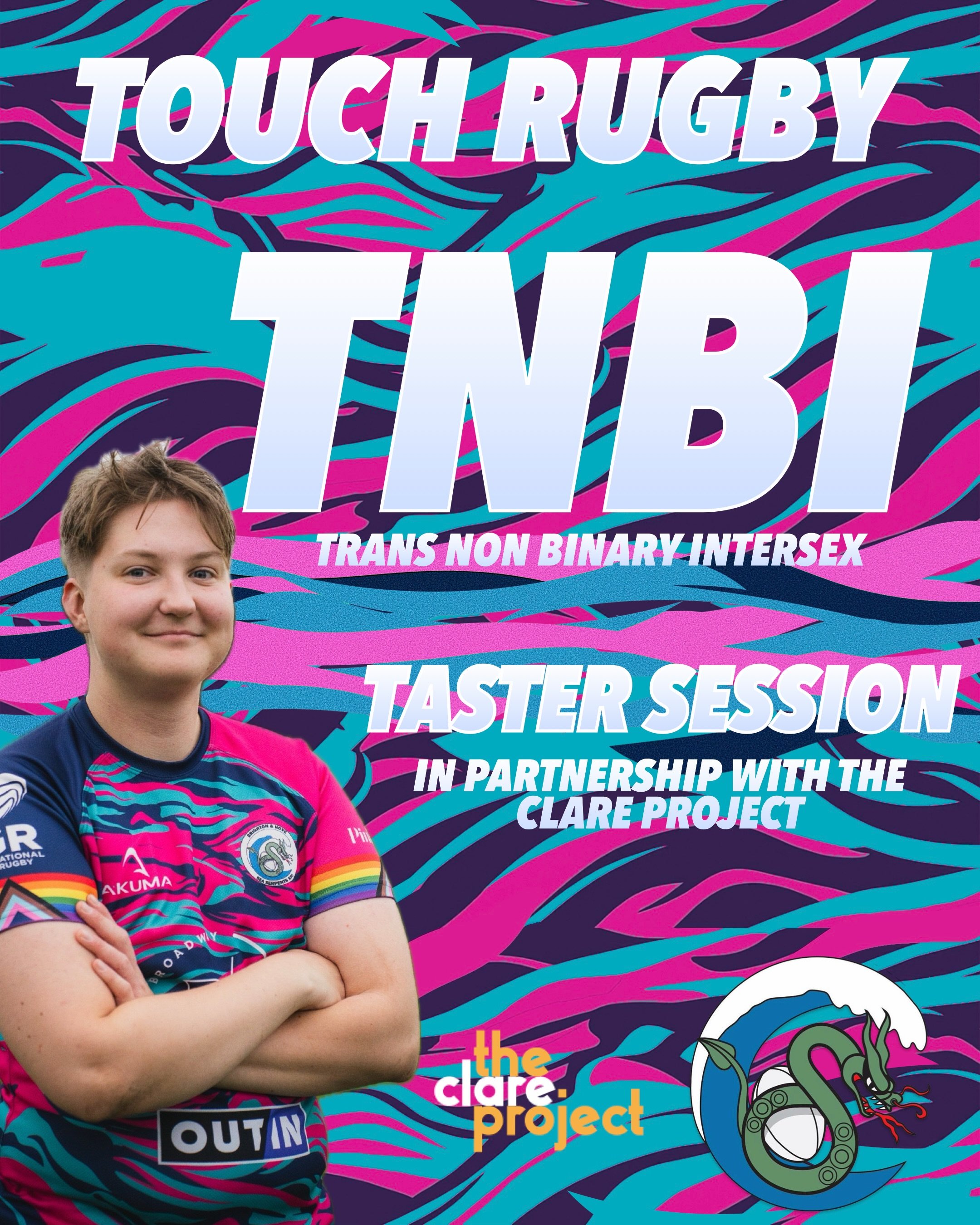 Join the Sea Serpents at Hove Rugby Club for a friendly TNBI (Trans, Non-Binary &amp; Intersex) touch rugby taster session, in partnership with @clareprojectbrighton .

Whether you&rsquo;ve never picked up a rugby ball before or you&rsquo;re already 