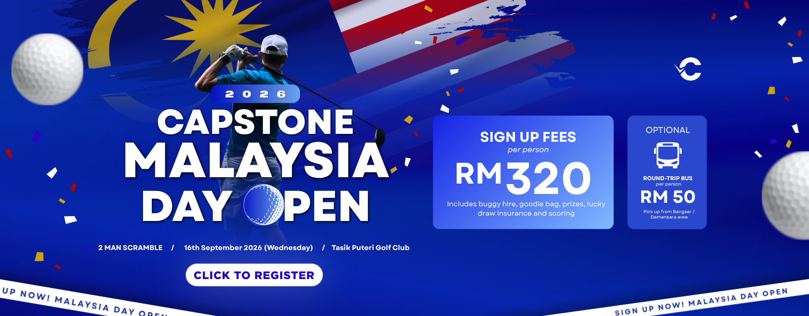 Capstone Malaysia Day Open Poster. Adult Golf Tournament on 16 September 2026