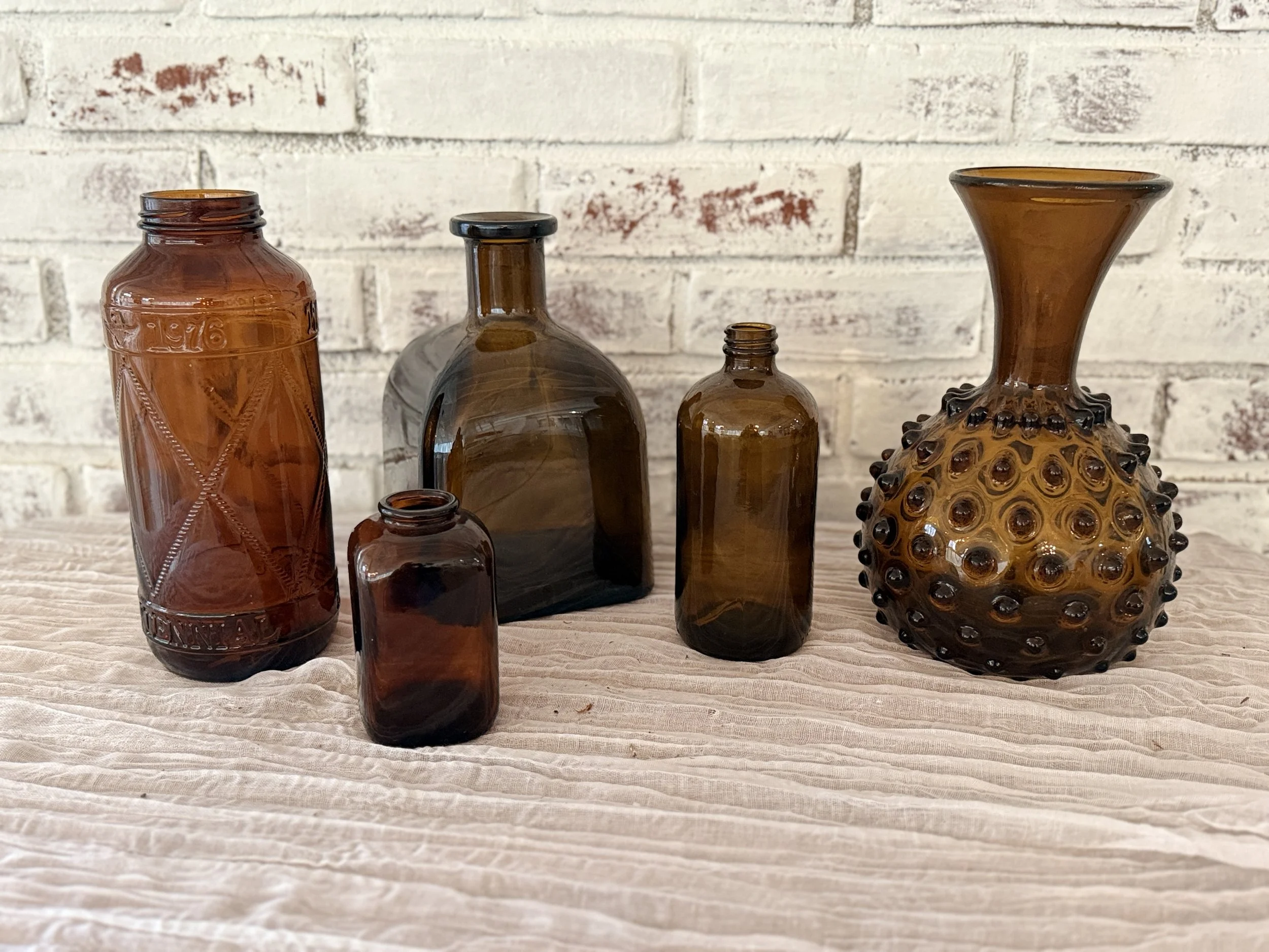 Amber Glass Assorted Bud Vases