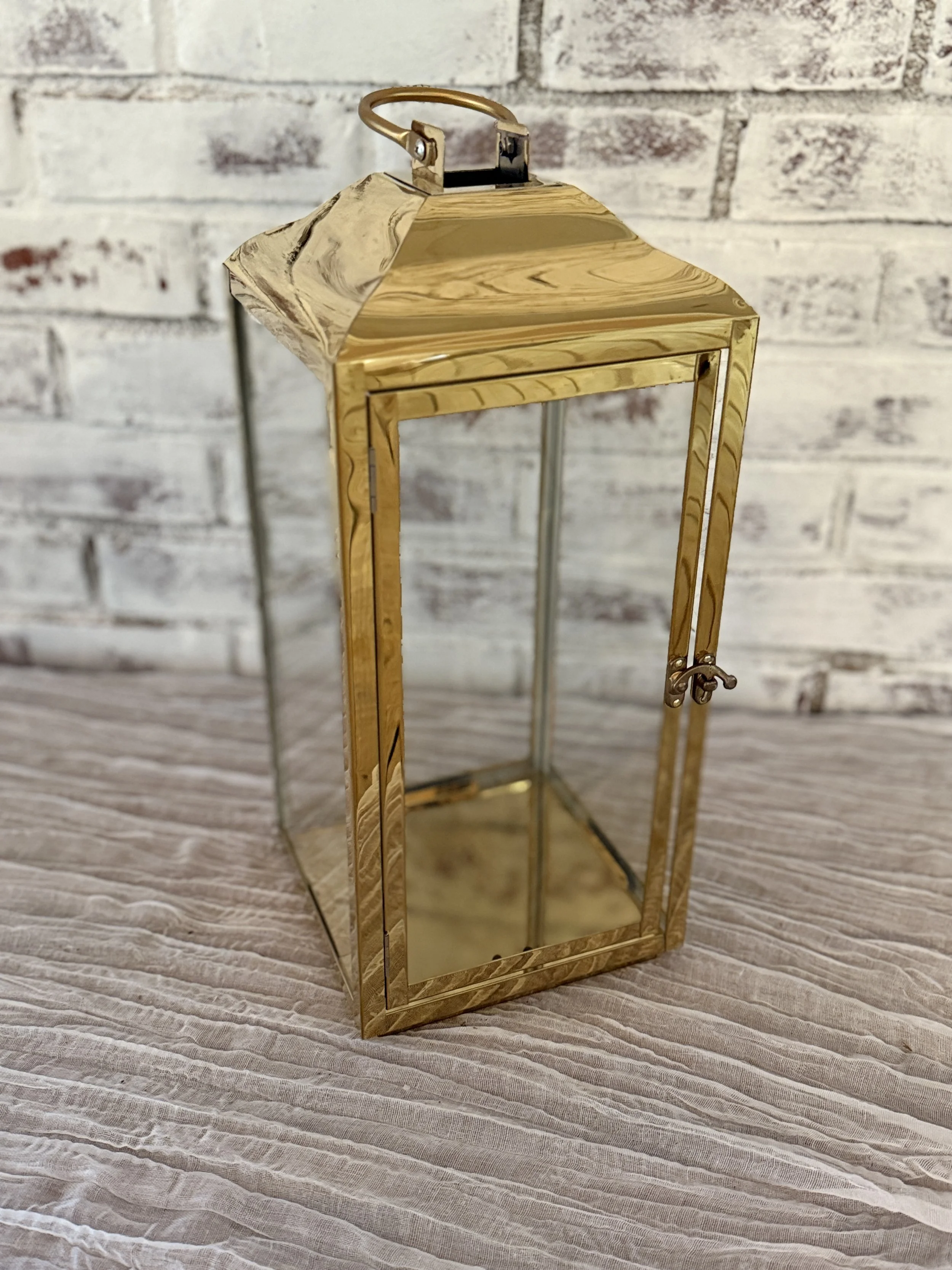 Gold lantern candle holder