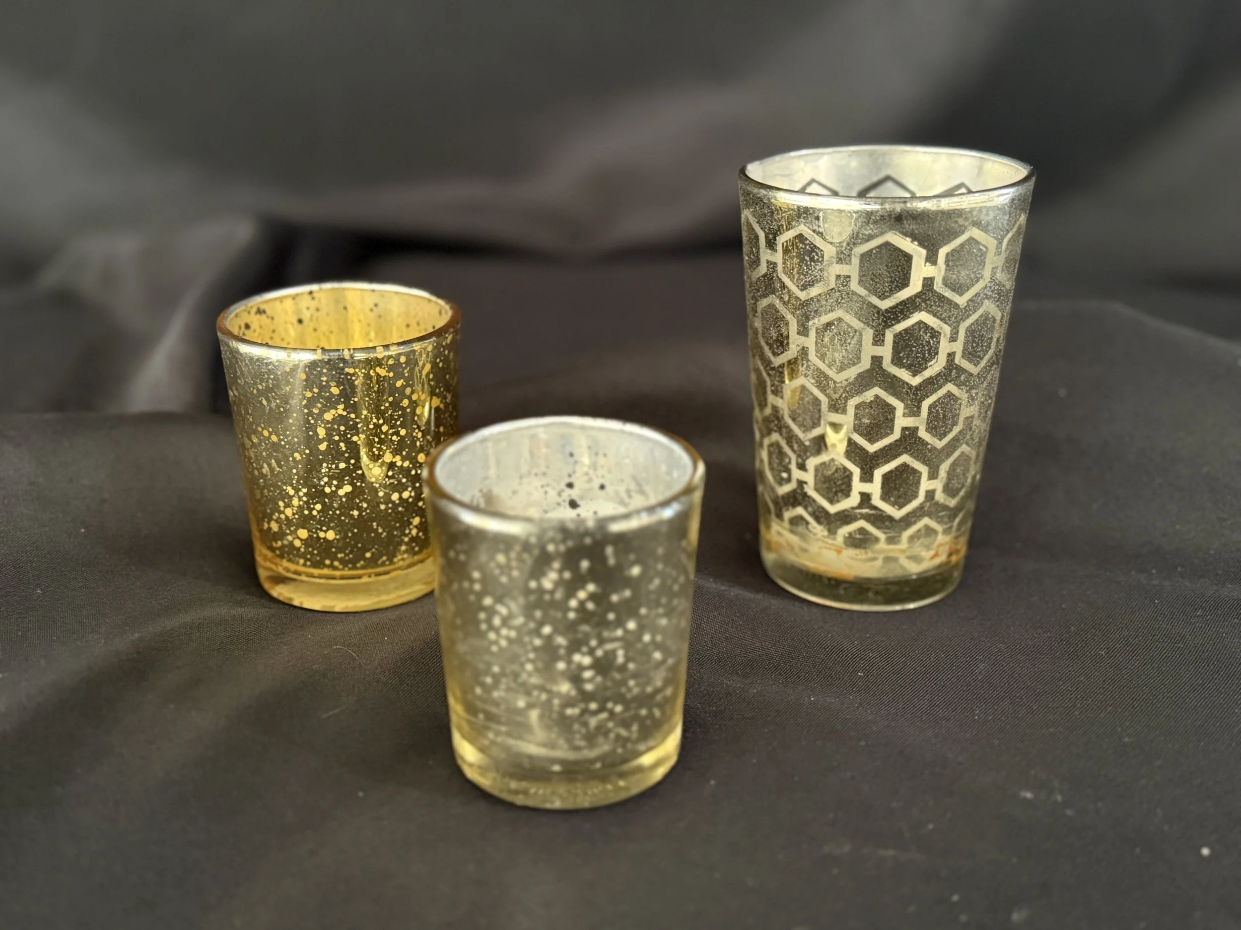Gold Etched Tea Votives (Variety sizes/Patterns)