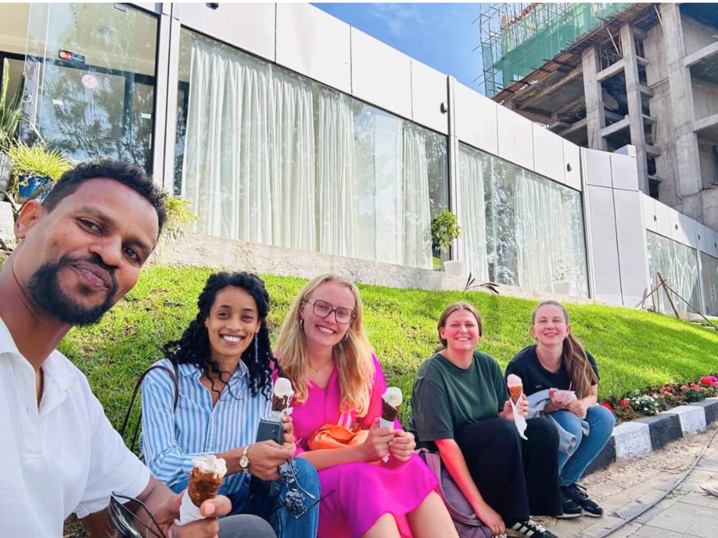 Having ice cream with Ethiopian friends
