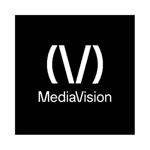 MediaVision logo with stylized parentheses and the company name below on a black background.