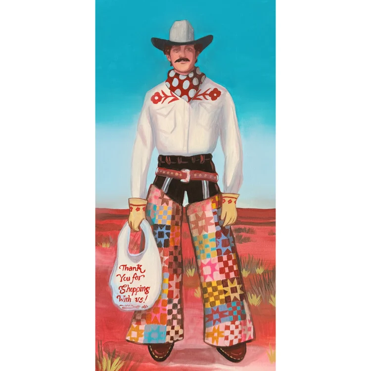 Quilted Cowboy, original painting by Caya Crum