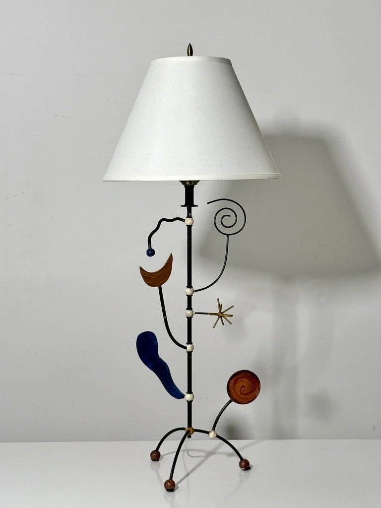 vintage mid century modern alexander calder french modernist table lamp jacques adnet joan miro articulated abstract multi color stabile lamp rare unique decorative lamp