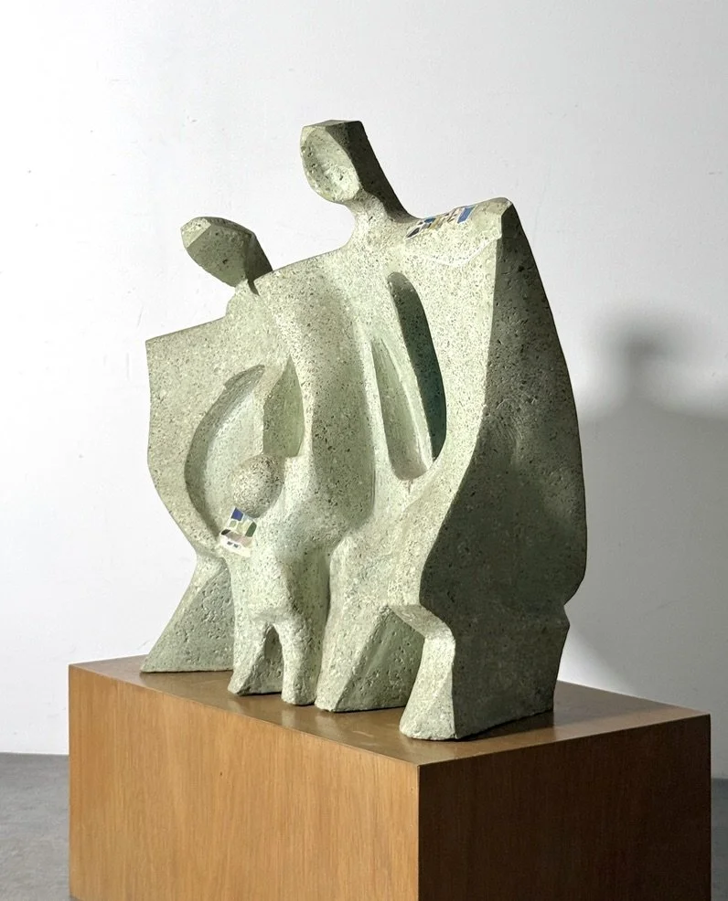 1940s mid century modern modernist carved stone monumental sculpture terrazzo and glass samuel cashwan samuel adolph cashwan modernism rare sculpture