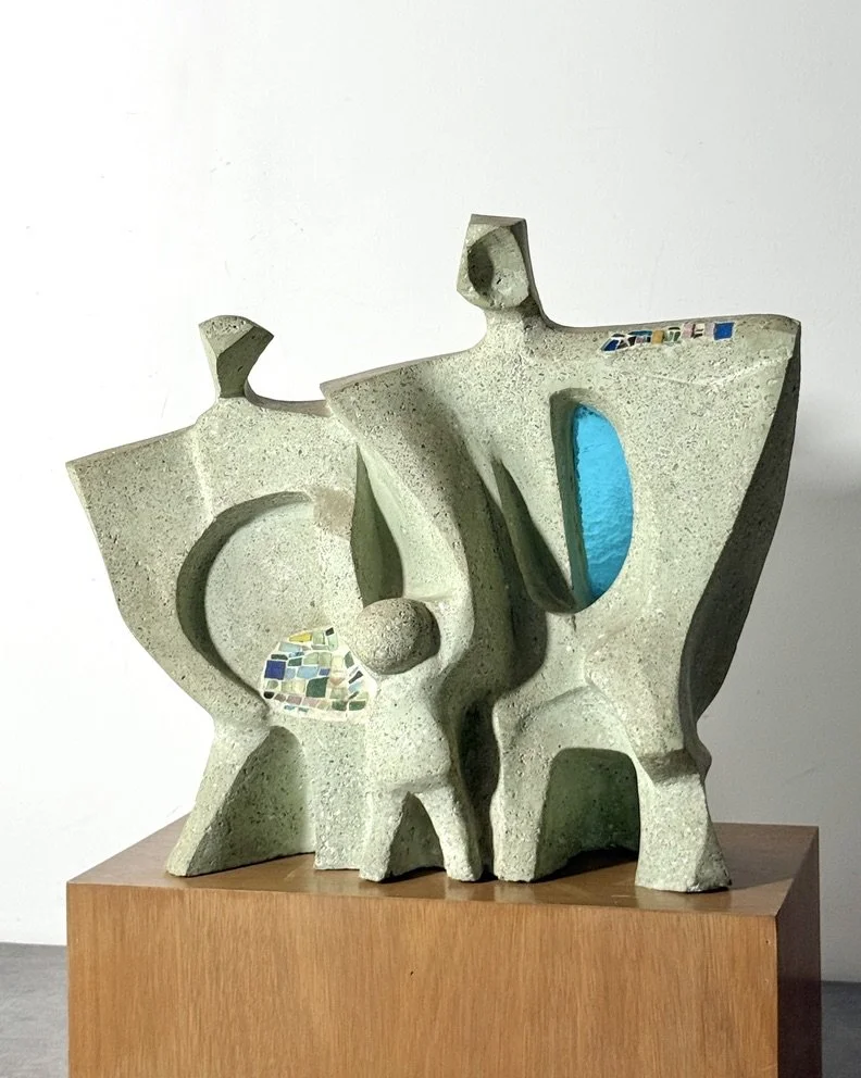 1940s mid century modern modernist carved stone monumental sculpture terrazzo and glass samuel cashwan samuel adolph cashwan modernism rare sculpture