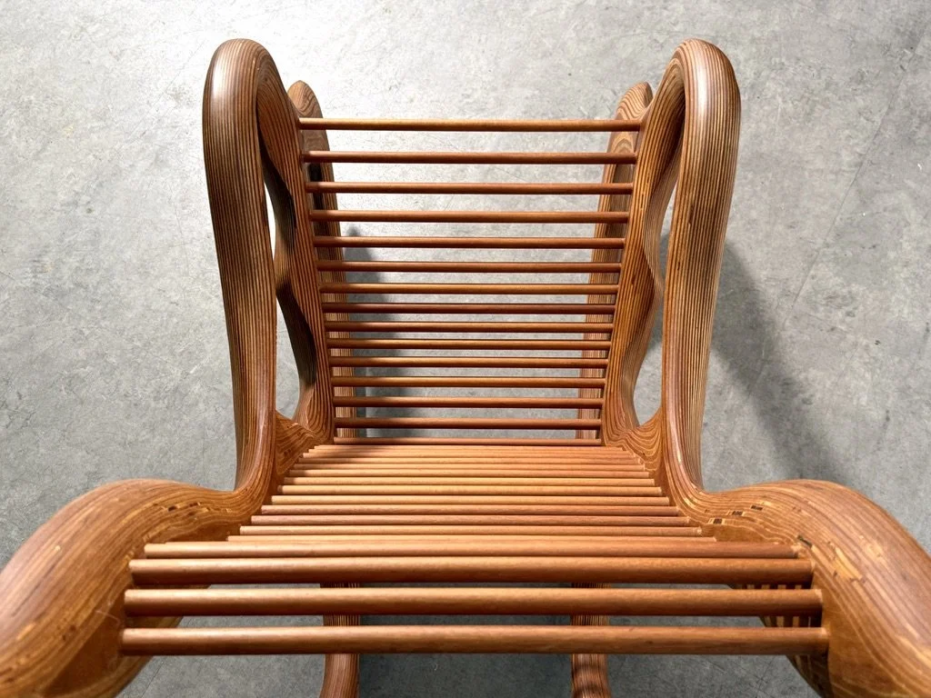 vintage mid century modern organic studio craft rocking chair wendell castle vladimir kagan american craft sculptrural chair hand crafted artist made signed one of a kind chair