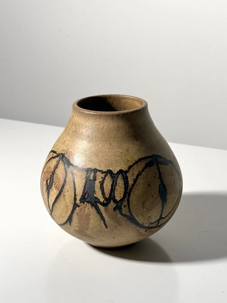 vintage mid century modernist studio pottery cranbrook ceramic clyde burt vase vessel unique rare pottery collectible ceramic cranbrook art