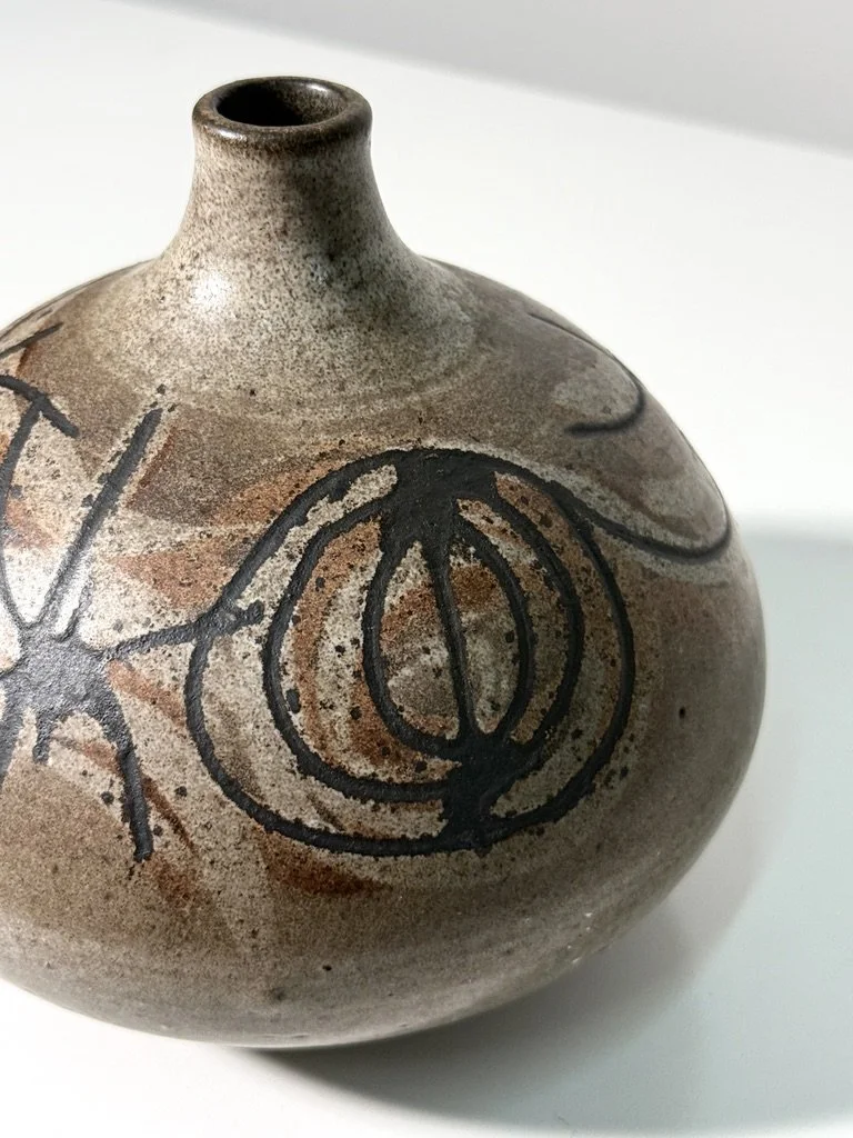 vintage mid century modernist studio pottery cranbrook ceramic clyde burt vase vessel unique rare pottery collectible ceramic cranbrook art