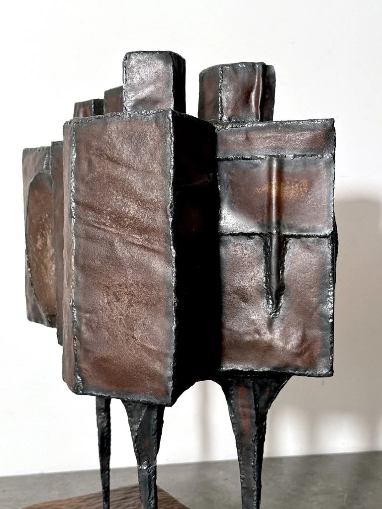 vintage mid century modern steel floor sculpture cranbrook artist lynn chadwick style welded steel figurative modernist sculpture unique brutalist large sculpture