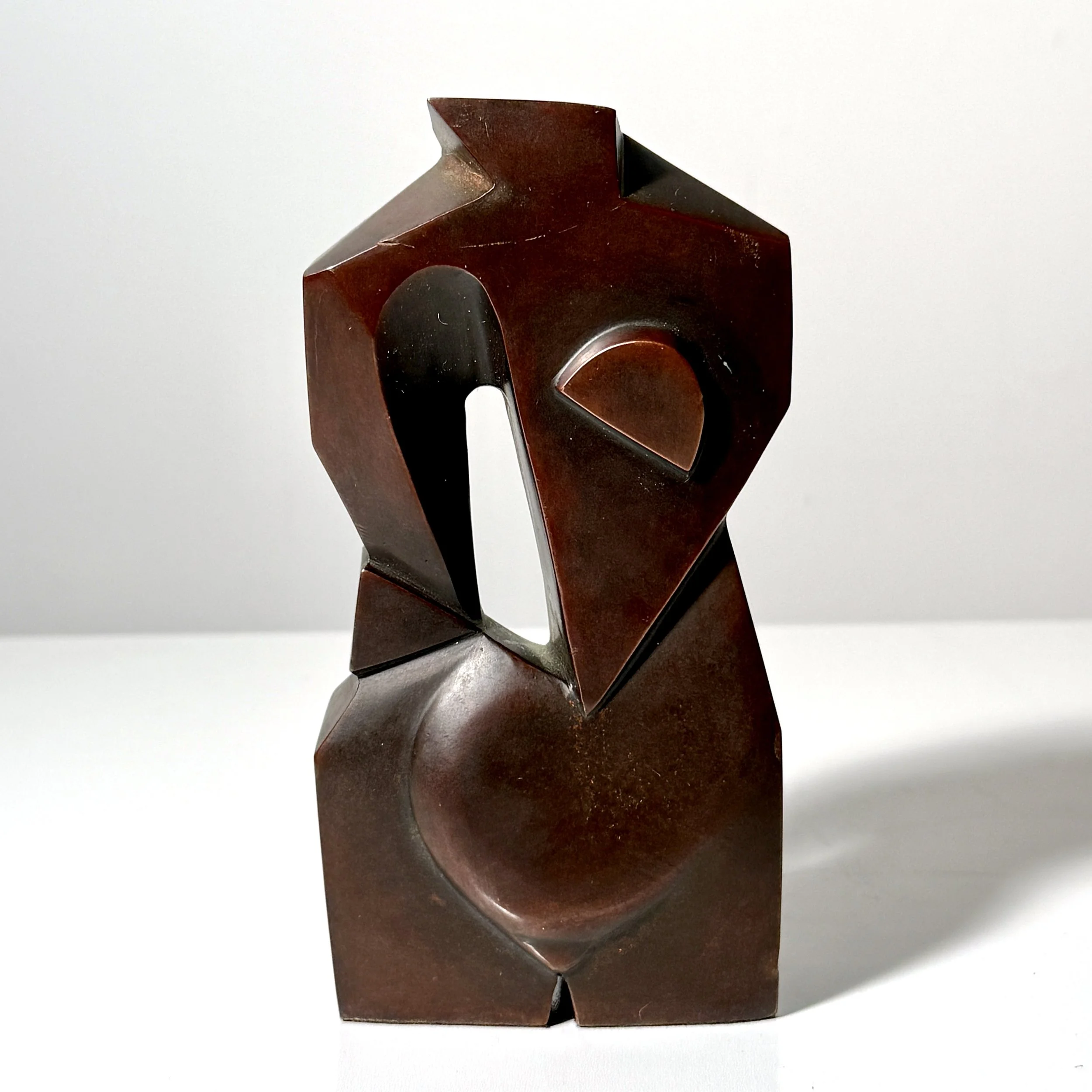 vintage mid century modern cubist picasso style bronze sculpture abstract modernist figural torso sculpture tabletop desktop architectural bronze figure art deco