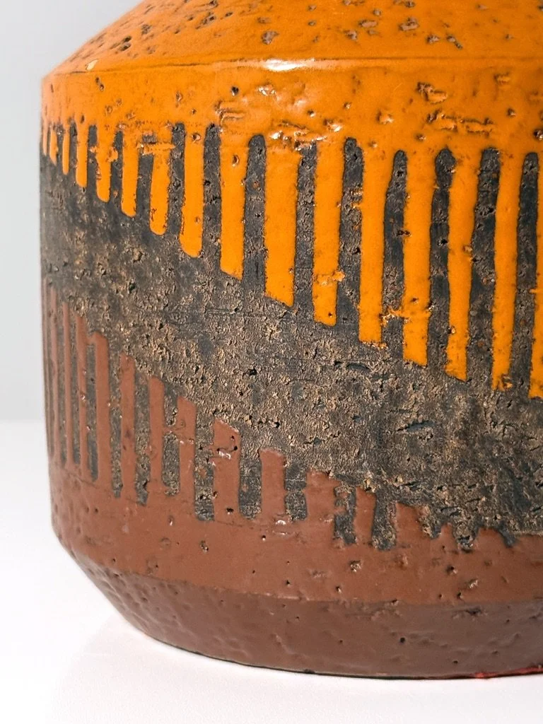 vintage mid century modern bitossi rare aldo londi vase orange glazed abstract ceramic pottery vase italy italian raymor 1950s