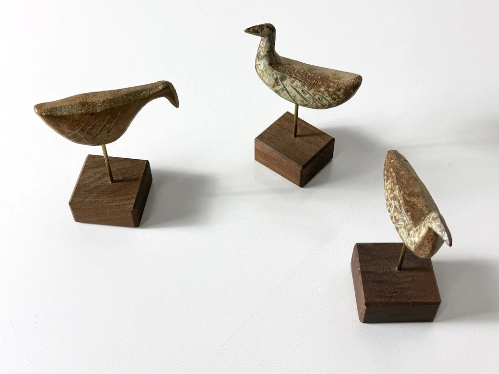 vintage mid century modern studio pottery bird sculptures richard peeler ceramic bird scandinavian decor original mid century modern pottery sculptures