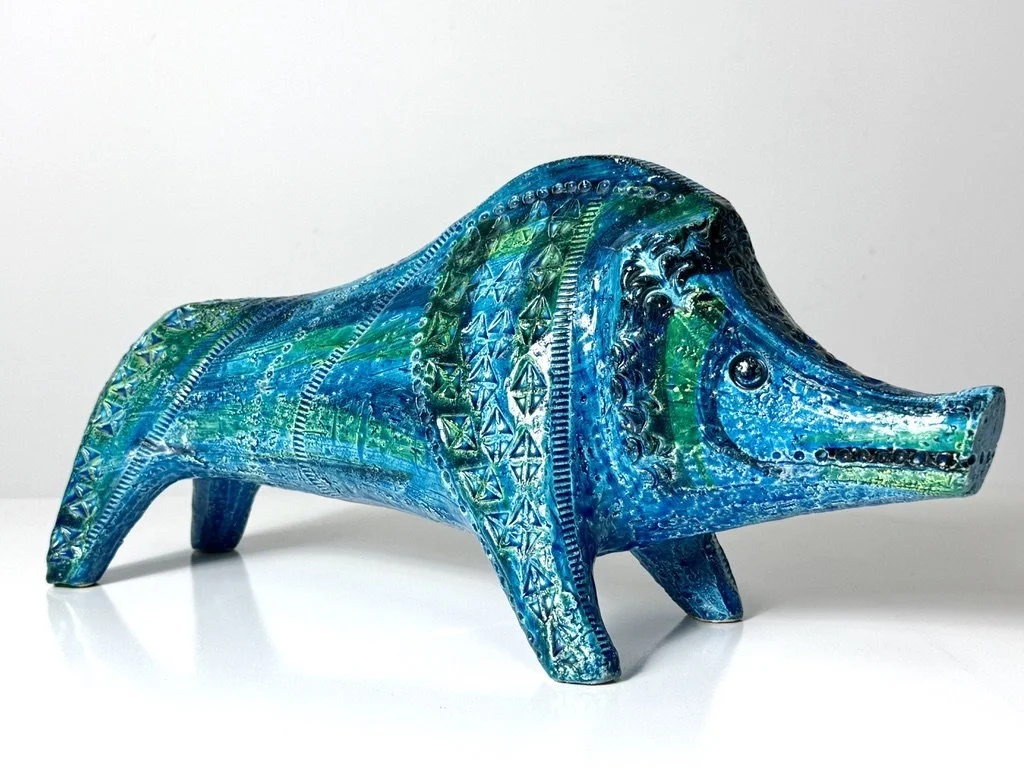 vintage mid century modern italian ceramic animal rimini blue aldo londi bitossi 1960s italy animal pottery sculpture