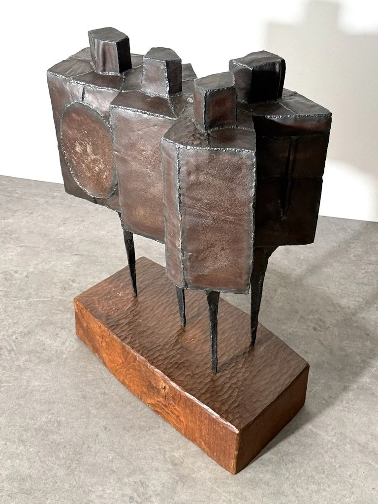 vintage mid century modern steel floor sculpture cranbrook artist lynn chadwick style welded steel figurative modernist sculpture unique brutalist large sculpture