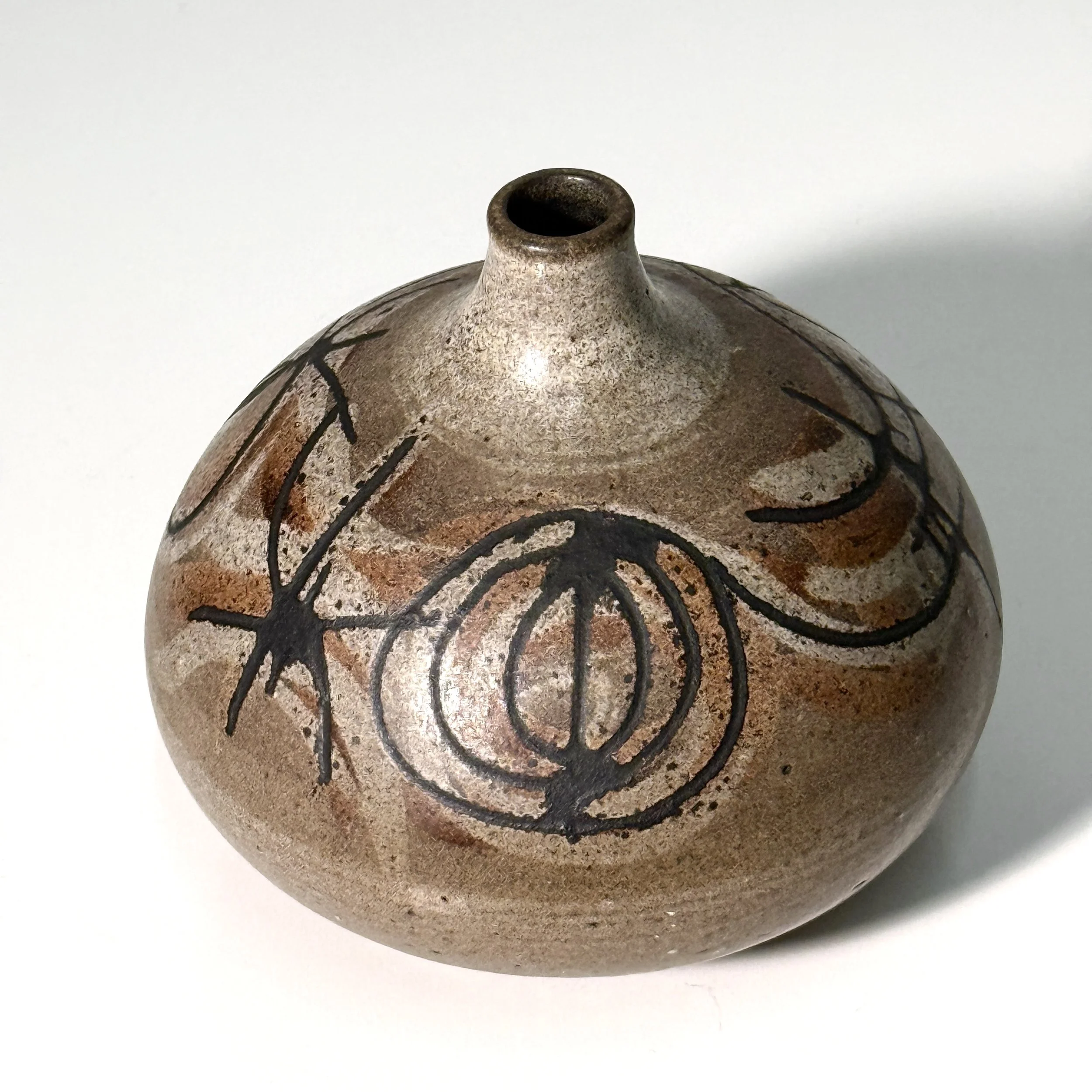 Clyde Burt Modernist Glazed Stoneware Ceramic Vase 1960's